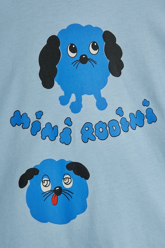Mini Rodini longsleeve bawełniany dziecięcy Doggie niebieski 26120110
