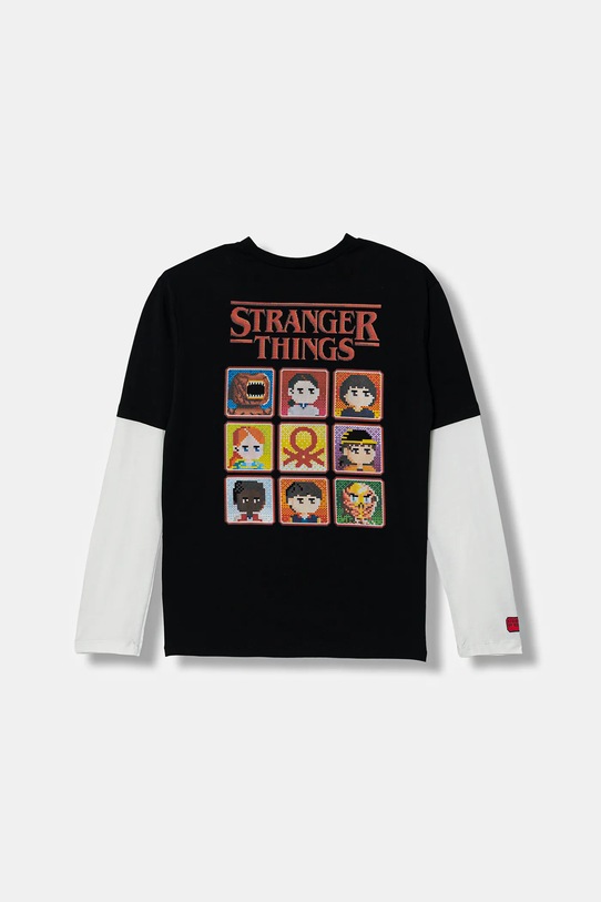 United Colors of Benetton longsleeve bawełniany dziecięcy nadruk czarny 3BL0C10R2.G.Seasonal