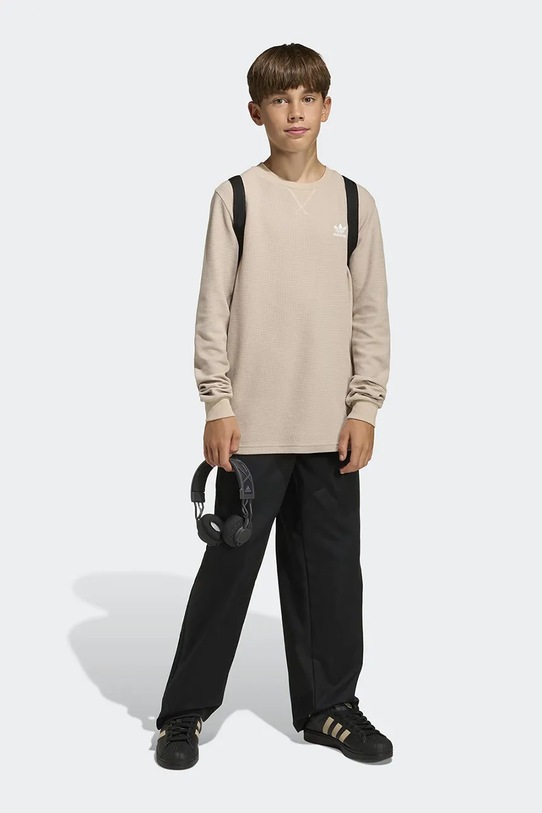Dječja majica dugih rukava adidas Originals bež KD5532