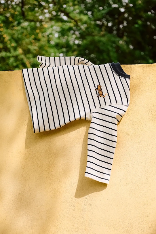 Otroška bombažna majica z dolgimi rokavi Liewood Tyler Stripe LS T-shirt bela LW20354.PPY2