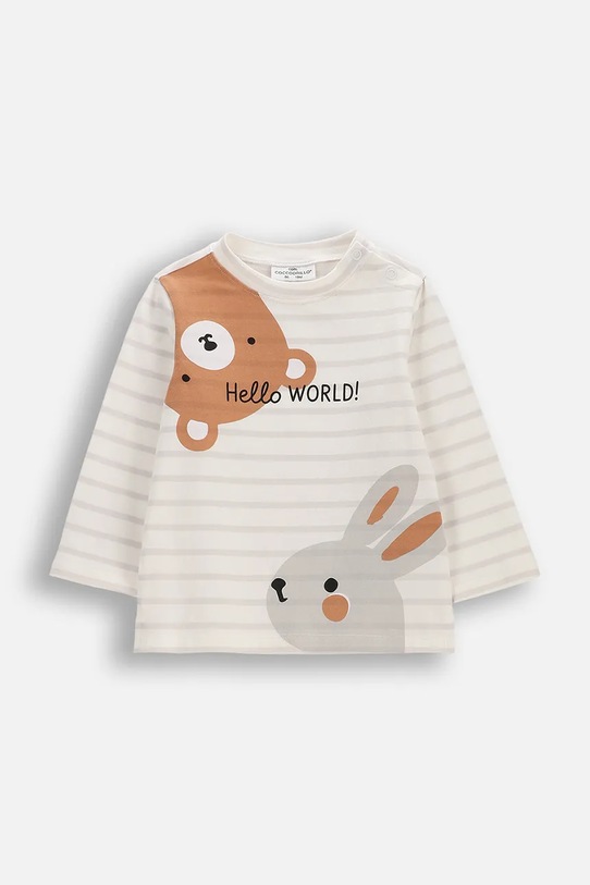 Coccodrillo tričko s dlhým rukávom dojčenské s bavlnou béžová WC6143101HUN