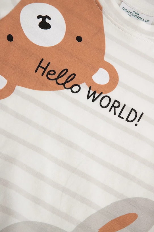 Coccodrillo tričko s dlhým rukávom dojčenské s bavlnou béžová WC6143101HUN