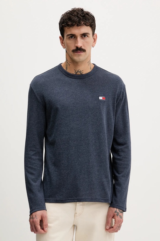 Tričko s dlouhým rukávem Tommy Jeans nášivka námořnická modř DM0DM22668