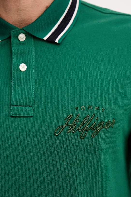 Bavlnené tričko s dlhým rukávom Tommy Hilfiger MW0MW41623 zelená