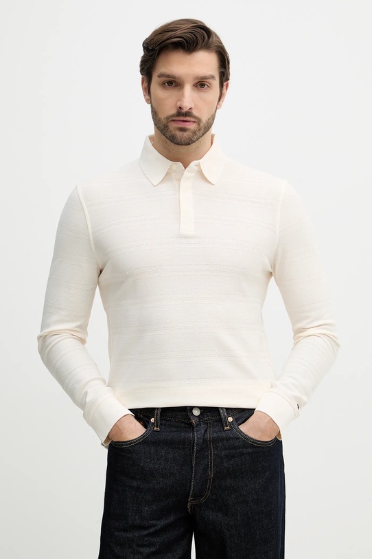 Tommy Hilfiger longsleeve bawełniany bawełna beżowy MW0MW41930