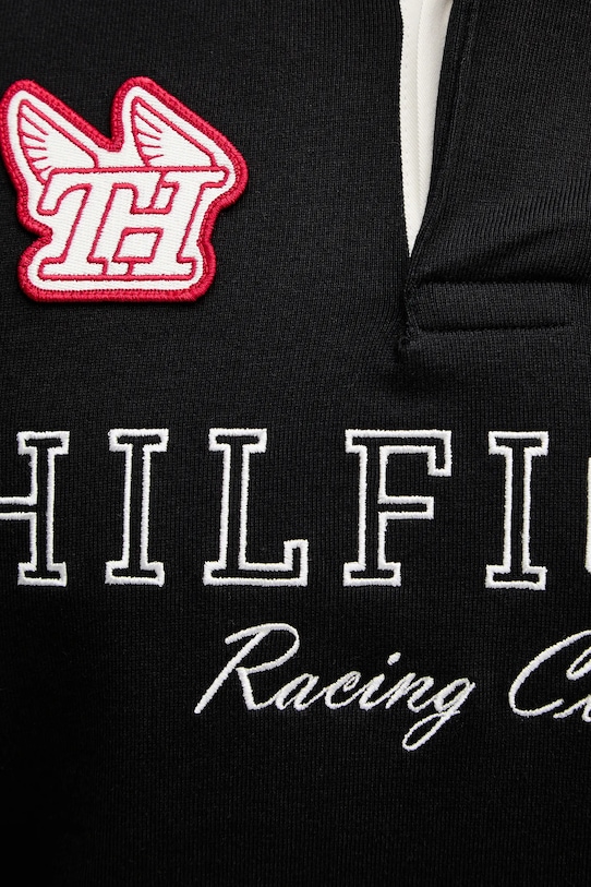 Βαμβακερή μπλούζα με μακριά μανίκια Tommy Hilfiger MW0MW42615 μαύρο