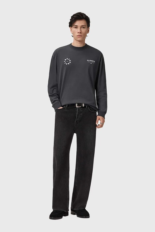 AllSaints longsleeve bawełniany M043PD szary
