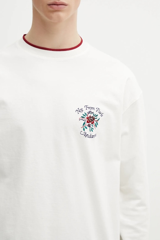 Bavlněné tričko s dlouhým rukávem Drôle de Monsieur Manches Longues Slogan Rose béžová J.TS287.CO248.OW