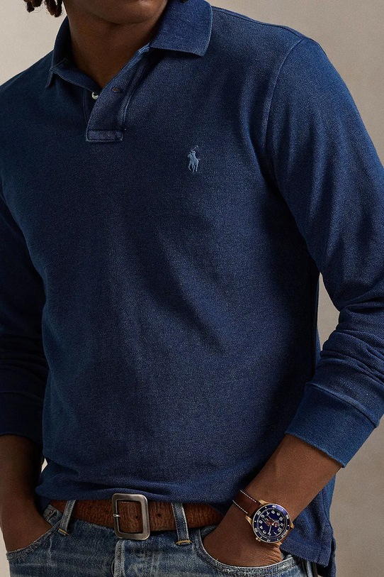 Βαμβακερή μπλούζα με μακριά μανίκια Polo Ralph Lauren σκούρο μπλε 710970583