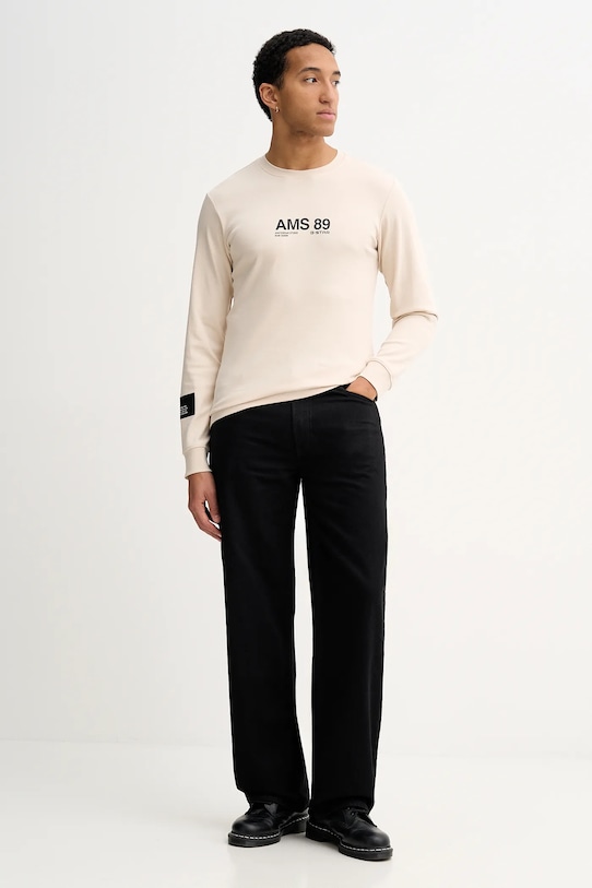 G-Star longsleeve bawełniany D26867.D976 beżowy SS26