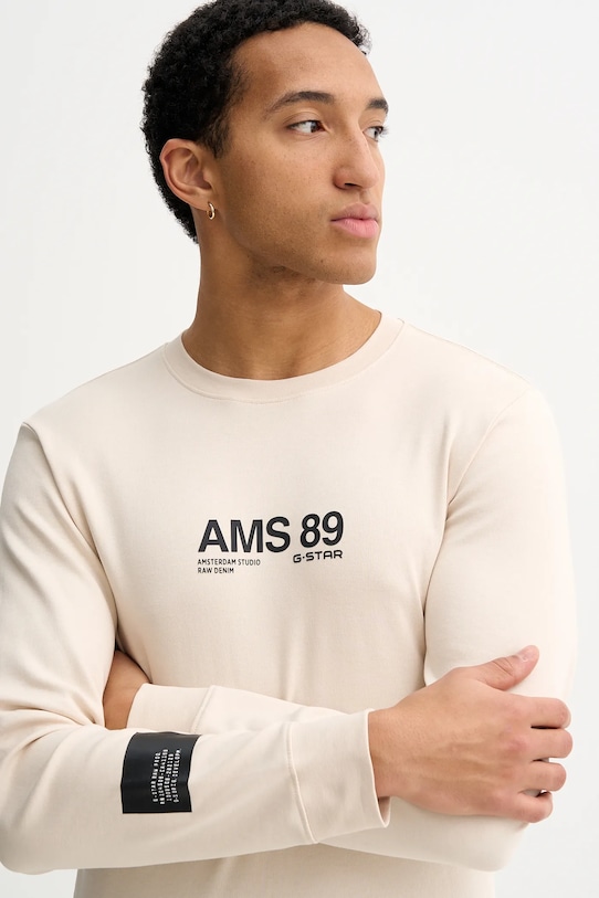 G-Star longsleeve bawełniany beżowy D26867.D976