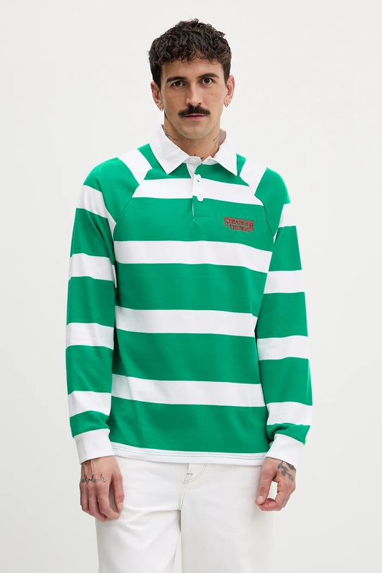 United Colors of Benetton longsleeve bawełniany x Stranger Things wzorzyste zielony 3T6YU302P