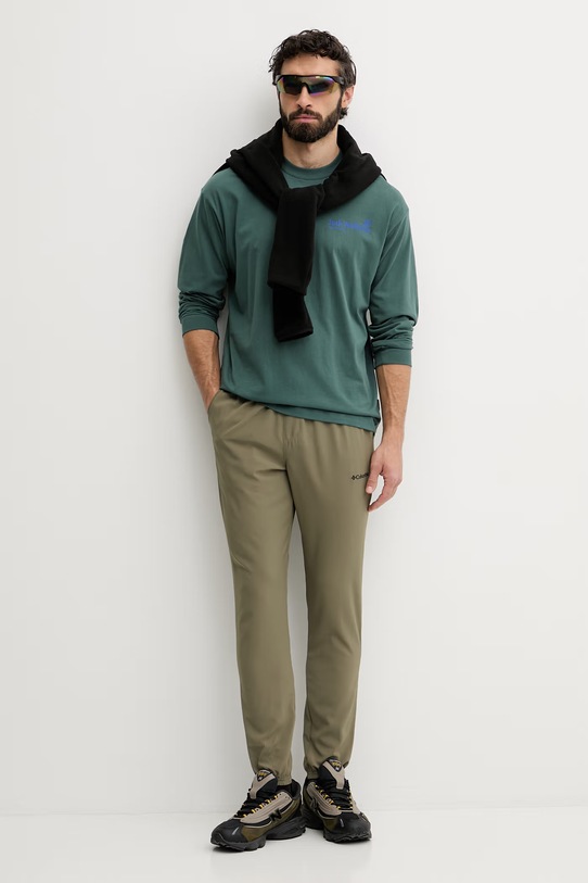 Jack Wolfskin longsleeve męski bawełniany Confident A65918 zielony SS26