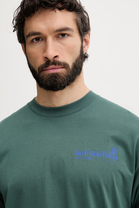 Jack Wolfskin longsleeve męski bawełniany Confident zielony A65918