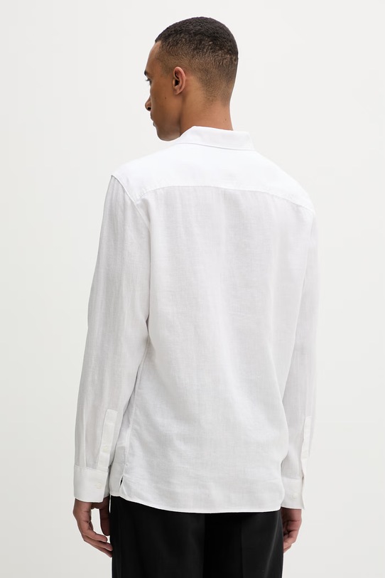 Ρούχα Calvin Klein πουκάμισο ανδρικό με λινό LV04LE125G λευκό