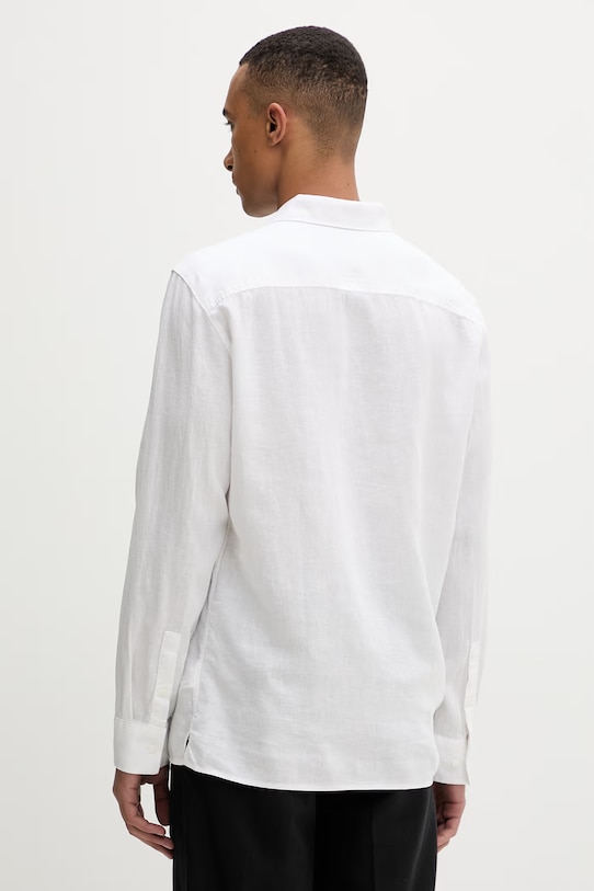 Ρούχα Calvin Klein πουκάμισο ανδρικό με λινό LV04LE125G λευκό