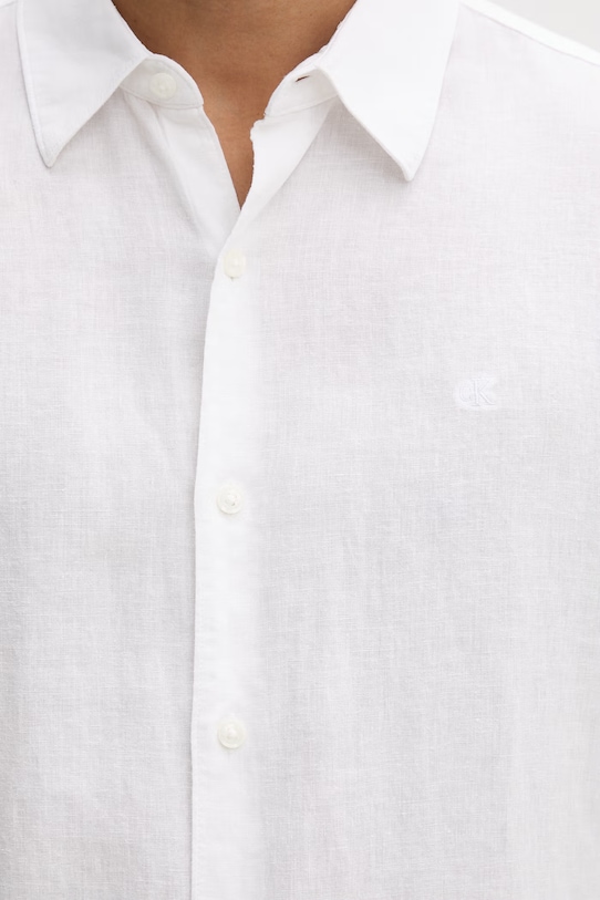 Calvin Klein πουκάμισο ανδρικό με λινό LV04LE125G λευκό