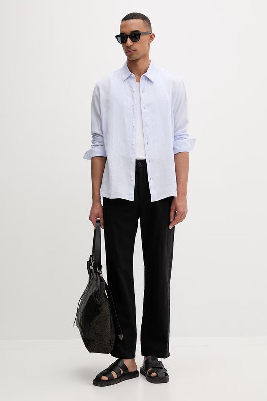 Calvin Klein férfi ing lenvászonnal LV04LE125G kék SS26