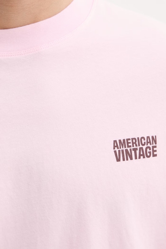 Bavlněné tričko s dlouhým rukávem American Vintage MGIX02B růžová
