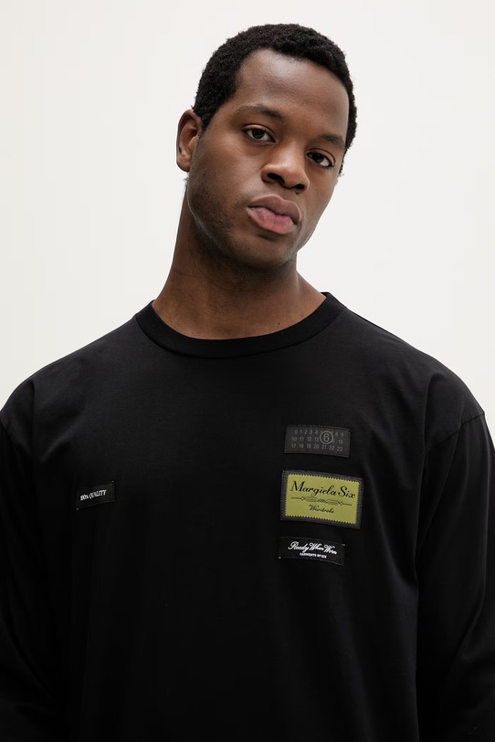 MM6 Maison Margiela longsleeve bawełniany czarny SH0NH0023.M20170.900