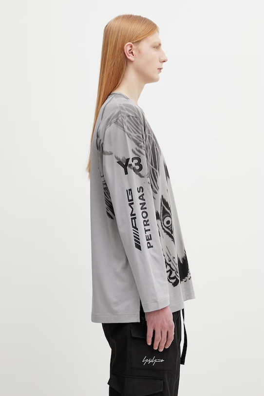 Y-3 x F1 WOLF LS TEE longsleeve męski bawełniany szary KS7830