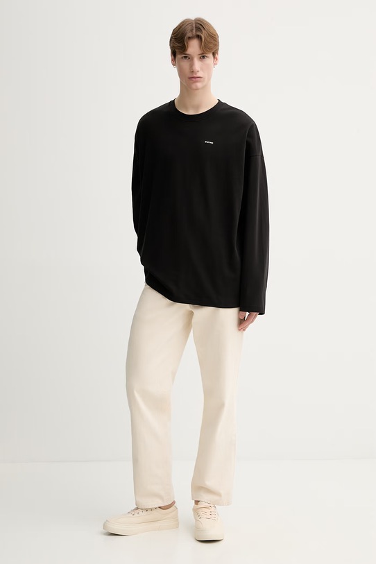 G-Star longsleeve bawełniany Heavy jersey oversized D28608.D709 czarny SS26
