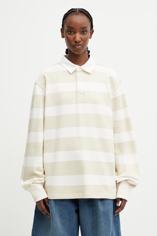 The North Face Rugby polo longsleeve bawełniany beżowy NF0A8GAWJN51