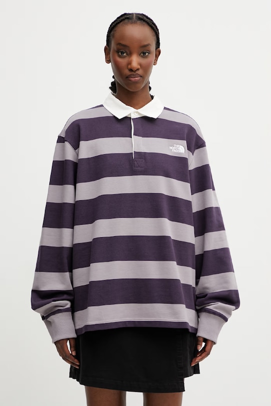 The North Face longsleeve bawełniany fioletowy NF0A8GAWJZU1