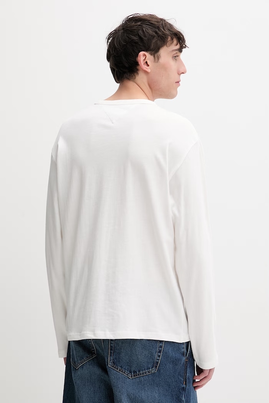 Odzież Tommy Jeans longsleeve męski bawełniany DM0DM22540 beżowy