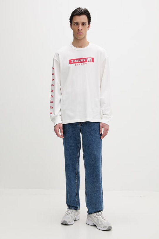 Vans longsleeve męski bawełniany VN000SRDWHT1 beżowy SS26