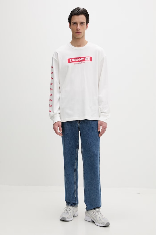 Vans longsleeve męski bawełniany VN000SRDWHT1 beżowy SS26