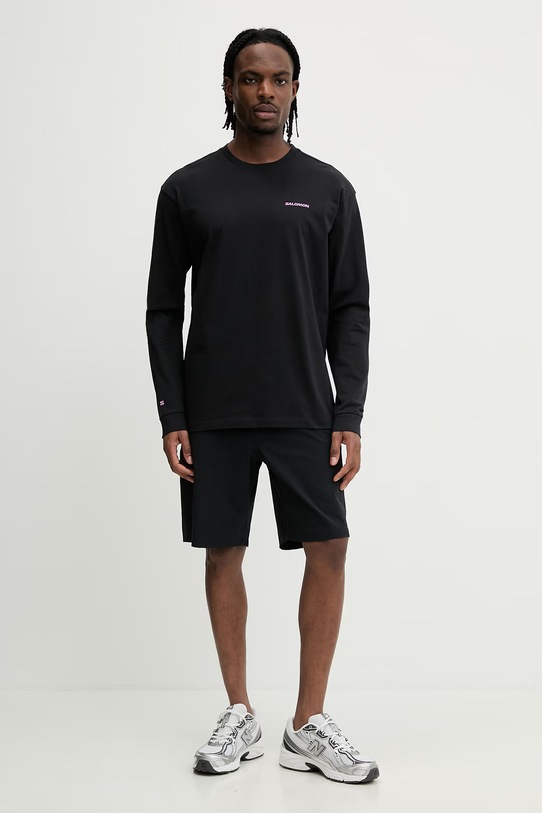 Salomon longsleeve bawełniany LC2833000 czarny SS26