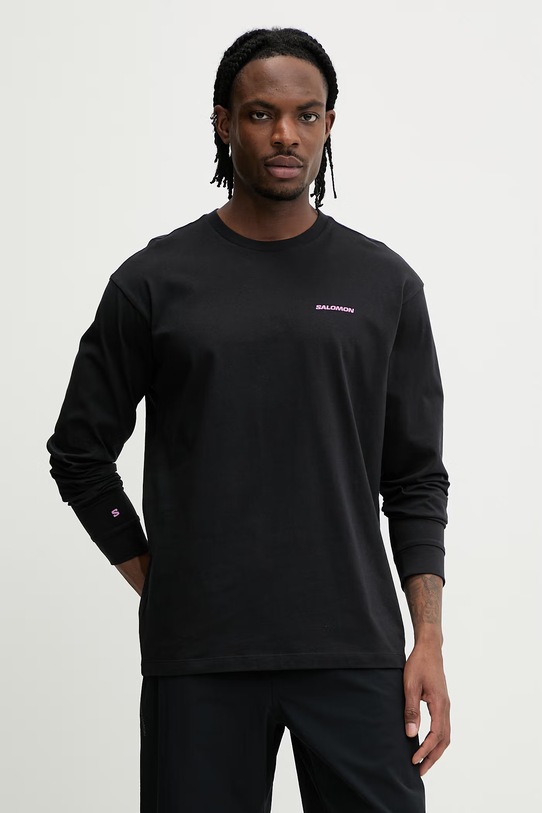 Odzież Salomon longsleeve bawełniany LC2833000 czarny