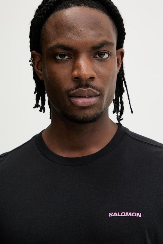 Salomon longsleeve bawełniany czarny LC2833000