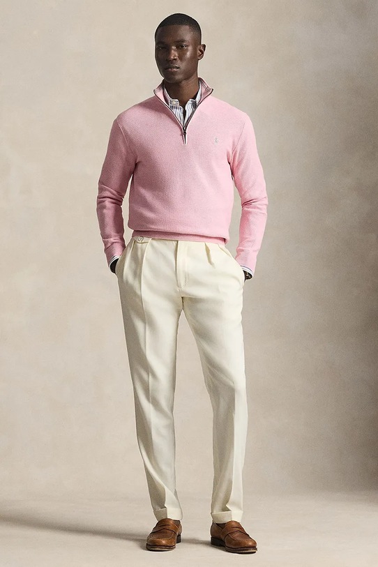 Odzież Polo Ralph Lauren longsleeve bawełniany COTTON-LSL 710932304535 różowy