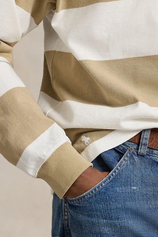 Polo Ralph Lauren longsleeve bawełniany JERSEY-LSL-RUG beżowy 710965471500