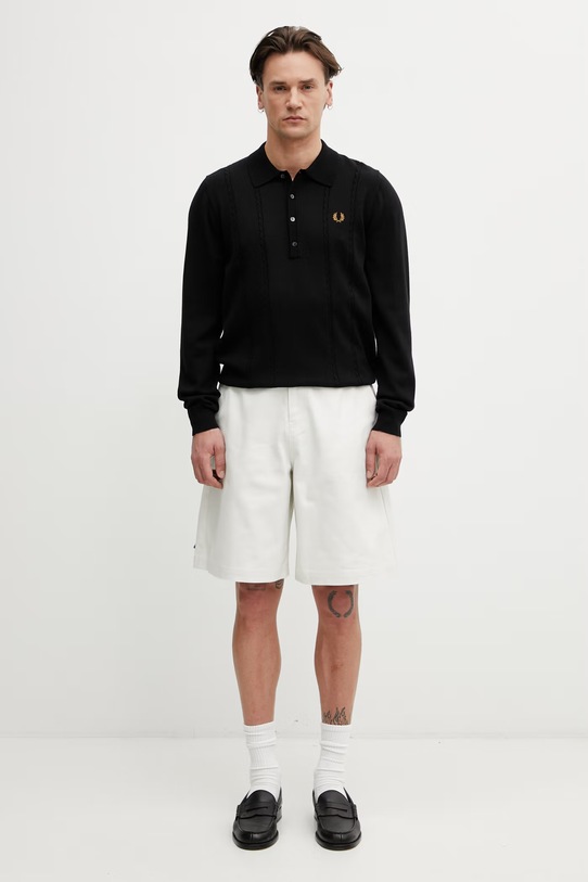 Fred Perry sweter z dodatkiem wełny męski K2309 czarny