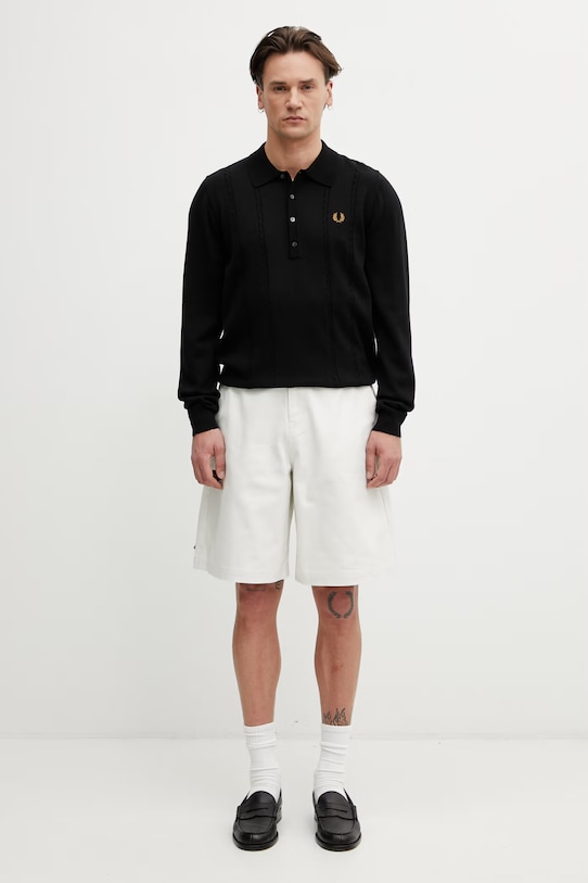 Fred Perry sweter z dodatkiem wełny męski K2309 czarny
