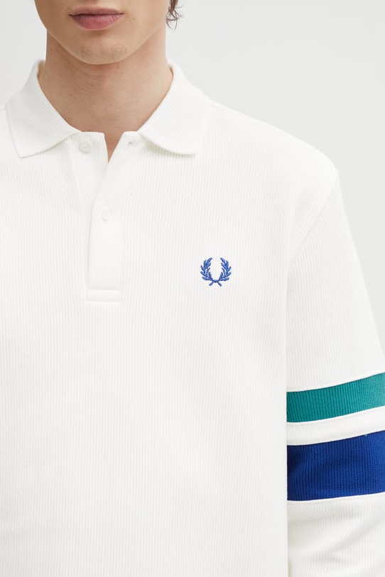 Fred Perry sweter męski bawełniany biały M2416