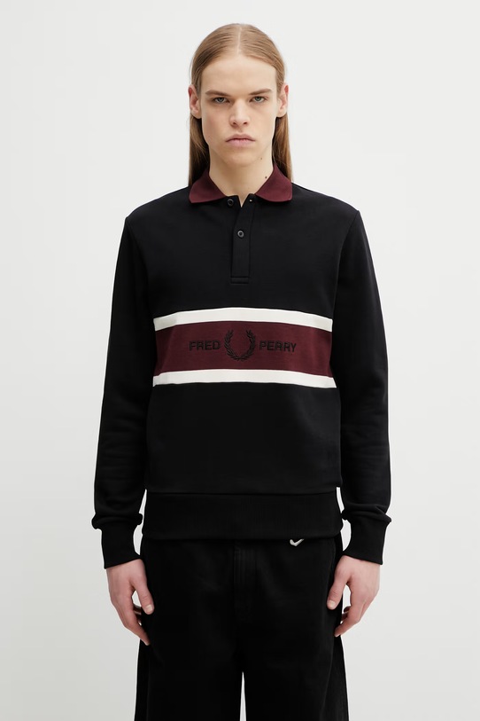 Fred Perry longsleeve bawełniany bawełna czarny M2417