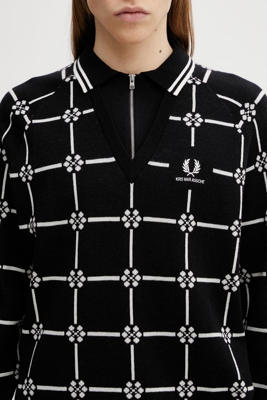 Fred Perry sweter z dodatkiem wełny czarny SK2106