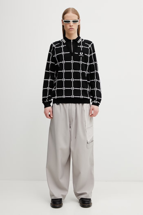 Fred Perry sweter z dodatkiem wełny SK2106 czarny