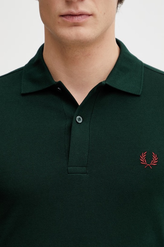 Fred Perry longsleeve męski bawełniany zielony M6006.15B