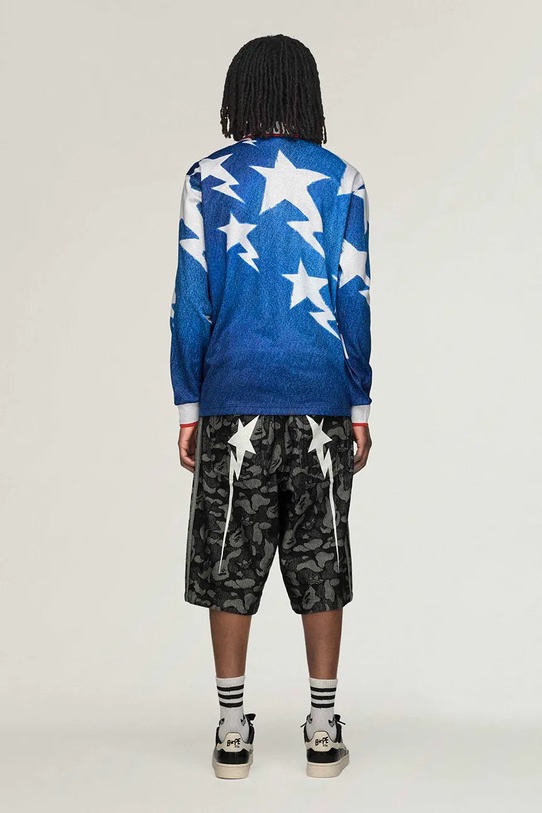 adidas Originals x BAPE longsleeve shirt KF4913 blue color patterned KF4913