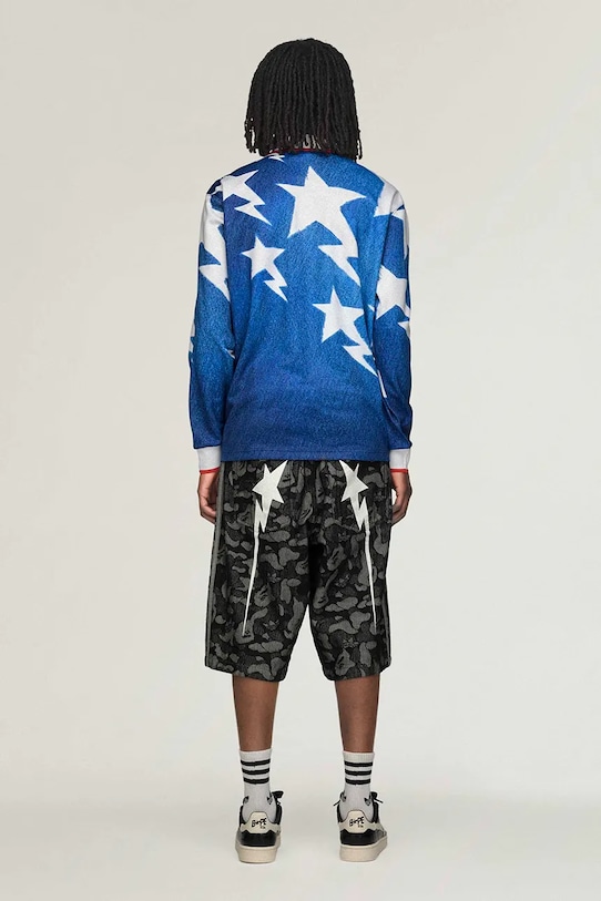 adidas Originals x BAPE longsleeve shirt KF4913 blue color patterned KF4913