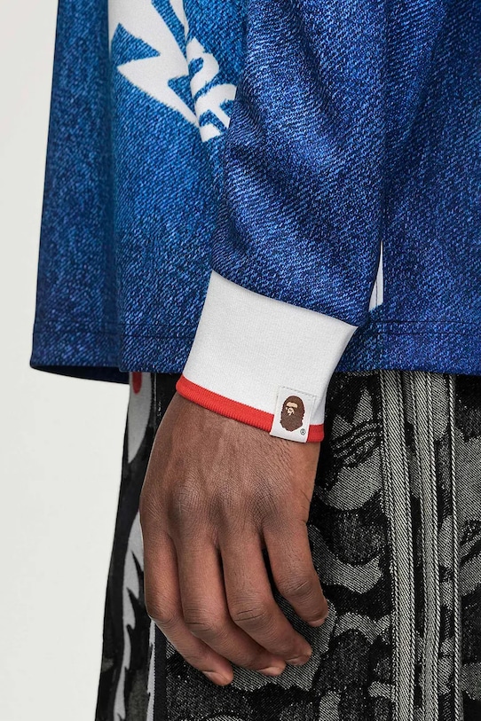 adidas Originals x BAPE longsleeve shirt KF4913 blue color patterned KF4913