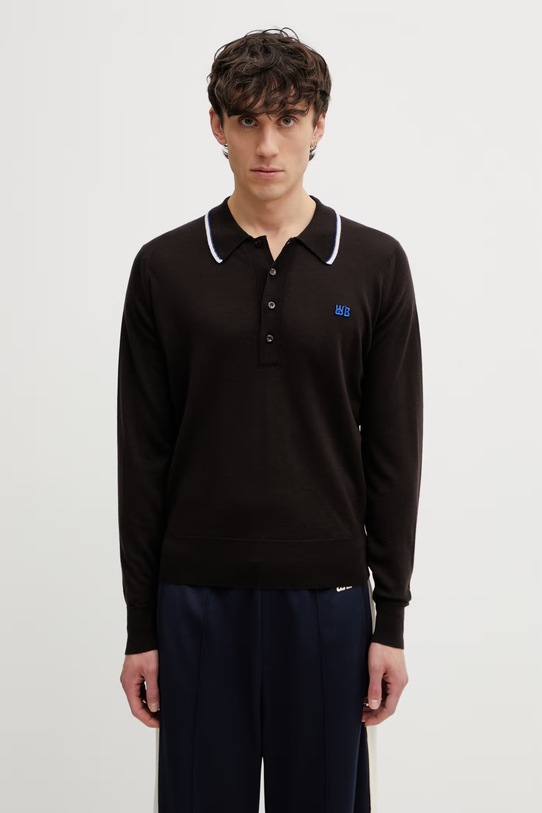 Wales Bonner Henry sweter wełniany męski brązowy US26KNS4875.WO04.801