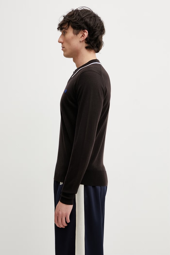 Wales Bonner Henry sweter wełniany męski US26KNS4875.WO04.801 brązowy SS26