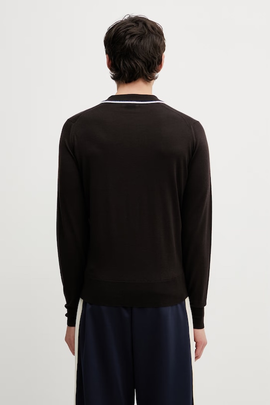 Odzież Wales Bonner Henry sweter wełniany męski US26KNS4875.WO04.801 brązowy