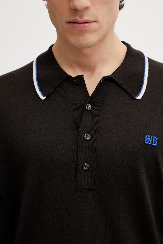 Wales Bonner Henry sweter wełniany męski brązowy US26KNS4875.WO04.801